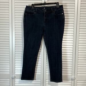 Liz Claiborne Blue Ultimate Fit Ankle Skinny Dark Wash Denim Jeans Petite 12